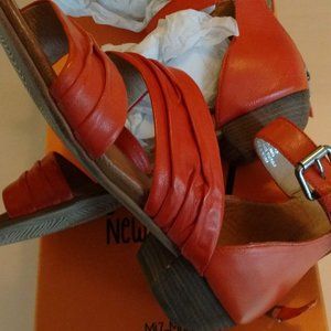Miz Mooz Ladies Cassie Leather Heeled Sandals, Mandarin Color Size 37 EU, 6.5 US